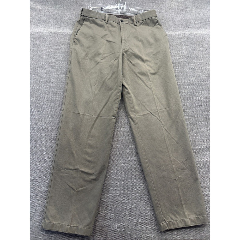 Haggar Work to Weekend Hidden Expandable Waist Pants Mens 34x32 Beige Straight